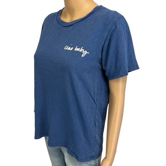 2/$30 J. Crew "Ciao Baby" Short Sleeve Cotton T-Shirt Blue AG839 Size M - Picture 6 of 13